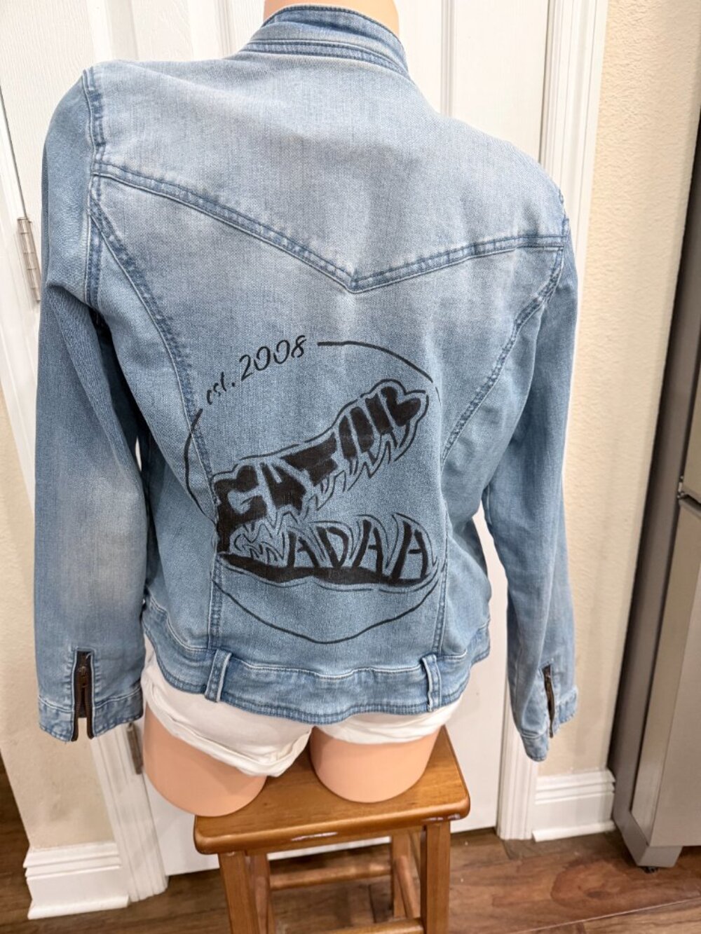 American Rag Cie Moto Denim Jacket M Custom Gator ADAA UF Bollywood Dance Team